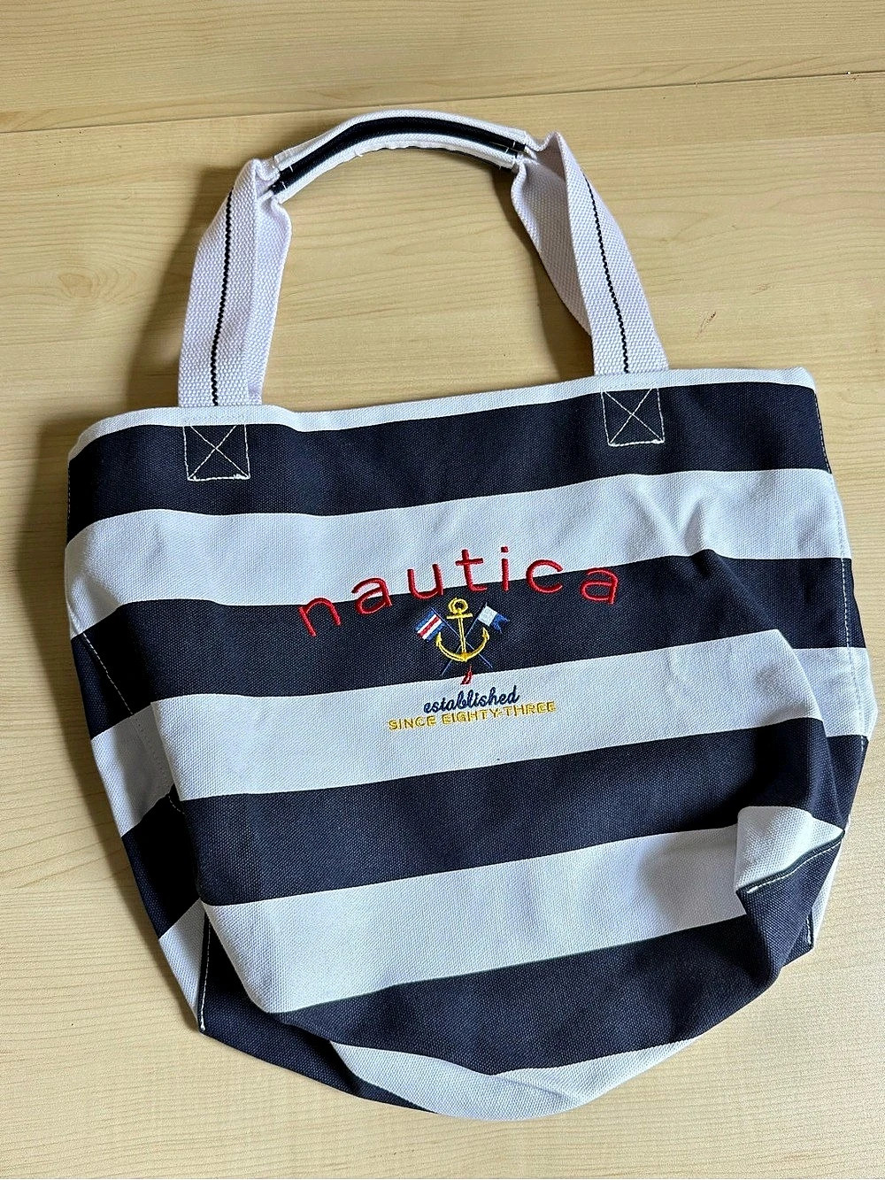 Nautica Striped Tote in Black & White